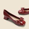 2025 New Shoes for Women Low Heel Elegant Ladies Summer Footwear Leather Casual Square Toe with Bow Shoes