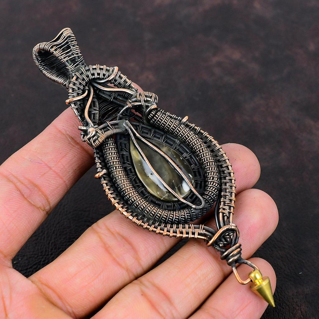 Черный перламутровый кулон, медная проволочная обертка, драгоценный камень, медные украшения, совершенно новый кулон, подарок для мамы, ювелирные изделия ручной работы из проволоки