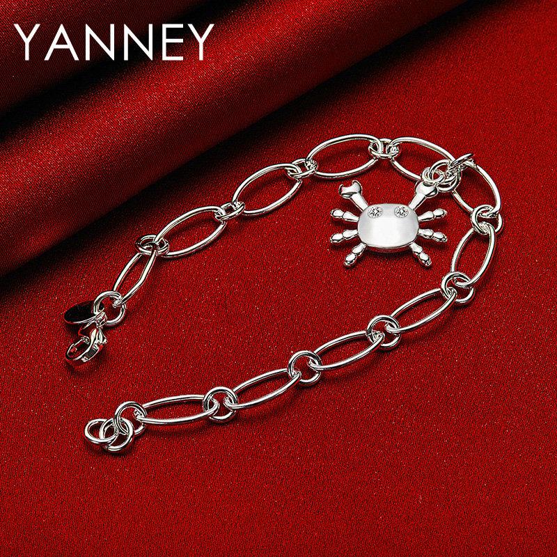 Stylish 925 Sterling Silver 8-inch Cute Crab Bracelet for Women, Charming Accessories, Jewelry, Wedding Gifts