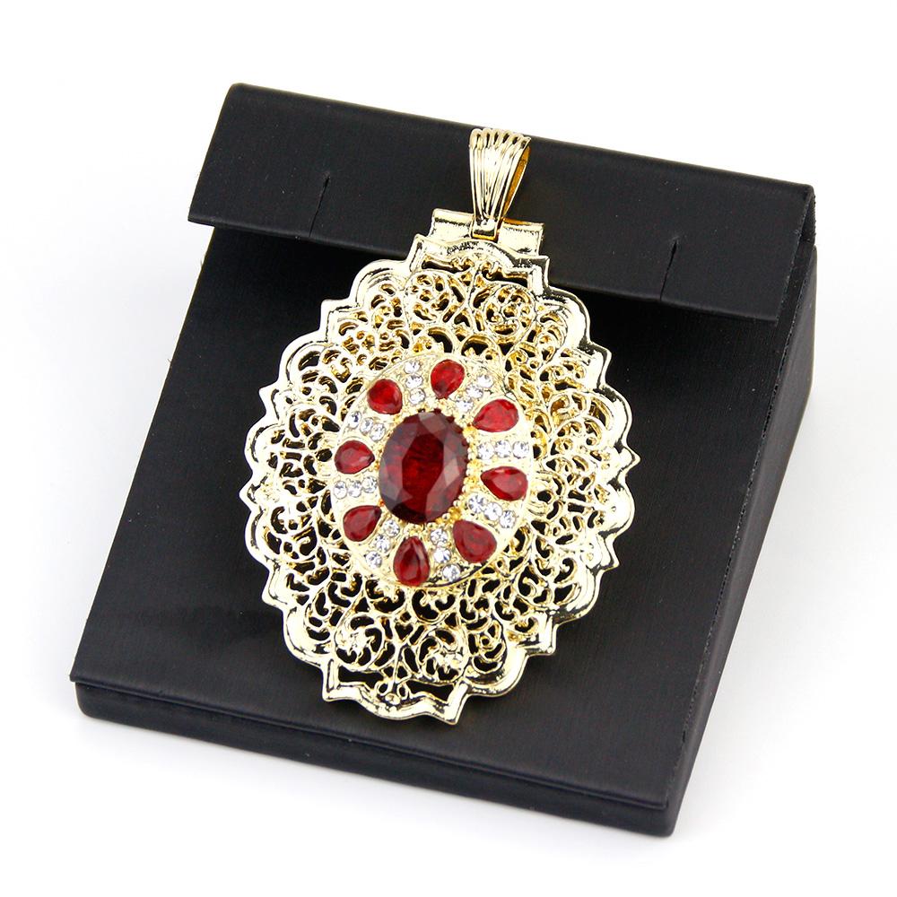 Gold Jewelry Women's Brooch Round Crystal Brooch Arabian Bride Bijoux Brooch Pendant Dual Purpose