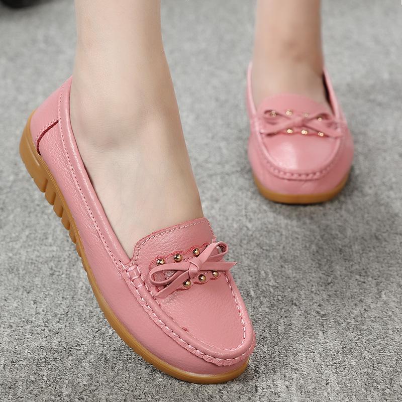 Весенние туфли на плоской подошве, мягкая подошва, дышащие, однотонные, Doudou shoes, большого размера, подошва из бычьей жилы, повседневные, для беременных