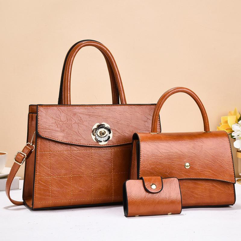 Текстурированная сумка-тоут, набор из трех предметов «мать и дитя», новая женская универсальная сумка через плечо и мессенджер 2025 года