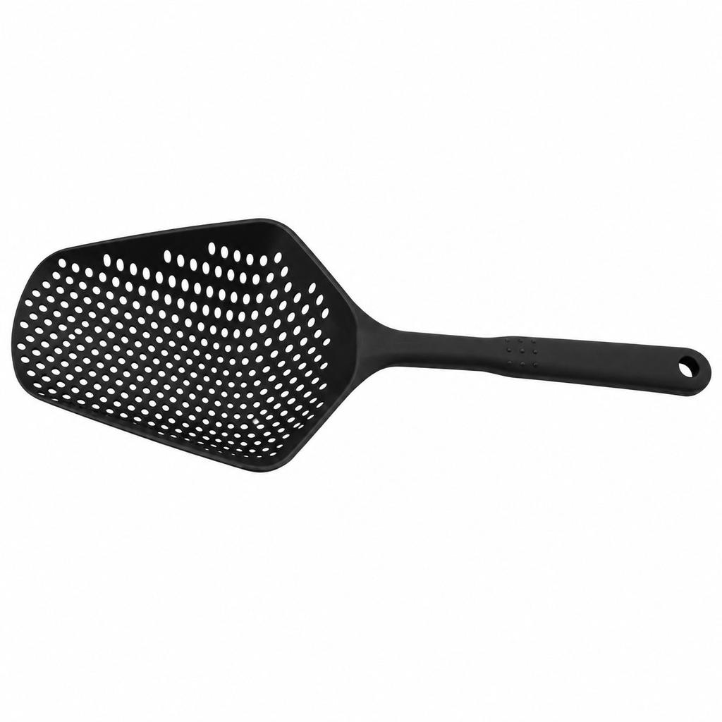 Long-Handle Perforated Plastic Strainer Scoop, Four Colors