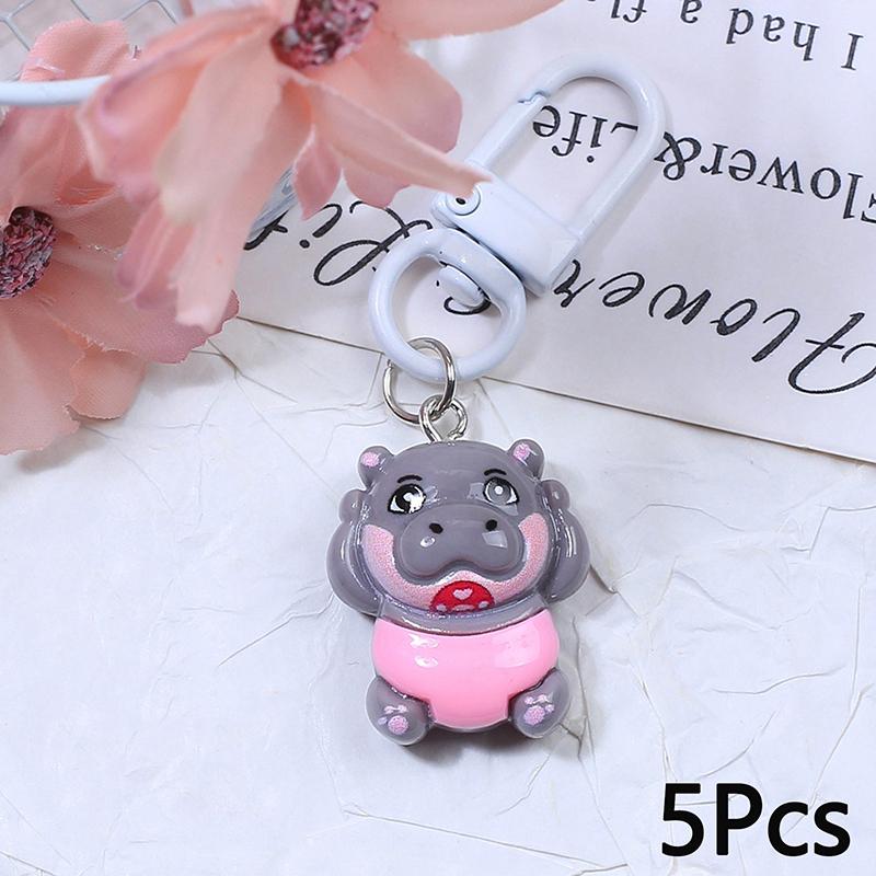 5 шт. милый мультяшный бегемот Moodeng кулон брелок новинка креативный бегемот брелок изысканный рюкзак украшения аксессуары подарки