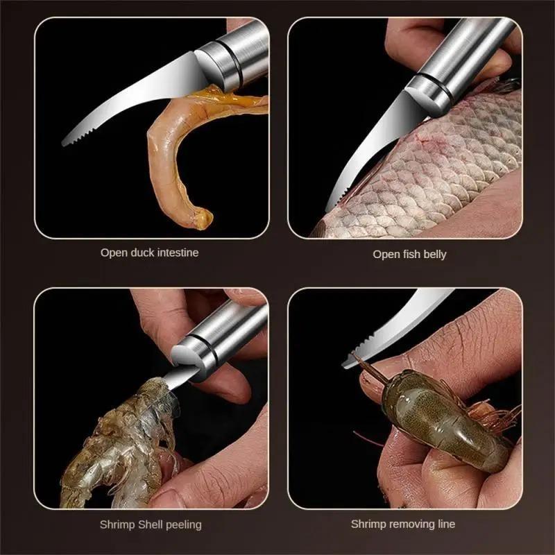 5pcs Stainless Steel Shrimp Line Knife Shell Peeling Tool Fast Shrimp Peeler Fish Knife Small Intestine Cleaning Home Kitchen Tools