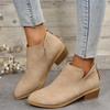 Large-sized, Thick-heeled, Bare-boot Women's Pointed-toe, Back-zipped Low-heeled Single Shoes