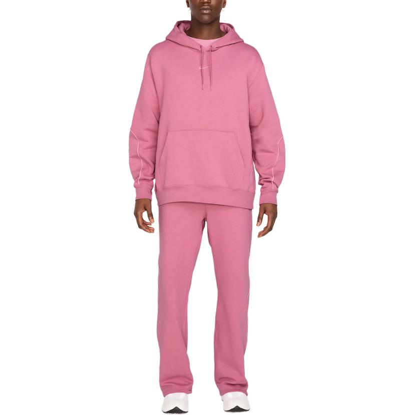 Nike Однотонный свитер с капюшоном, свободная толстовка с длинными рукавами, унисекс, розовый FN7659-667
