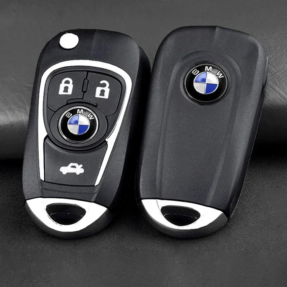 10PCS 11/14MM Auto Key Remote Fob 3D Aluminum Decals for Bmw M E46 E90 E60 F10 F30 E39 F20 E92 G30 F15 E70 Car Key Shell Sticker