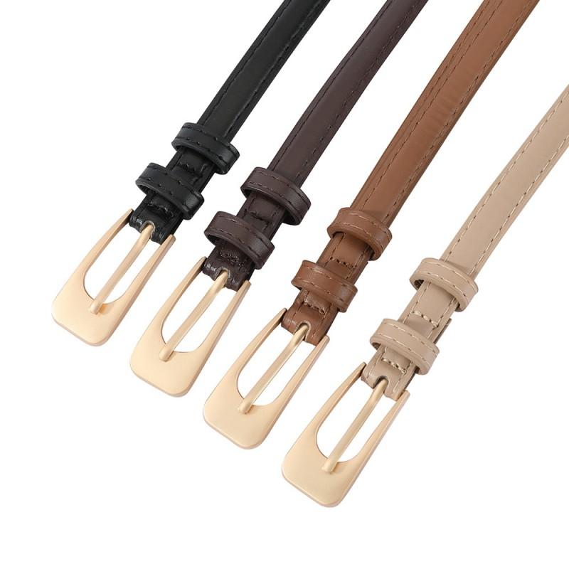 Womens Faux Leather Thin Belt Versatile Retro Pin Buckle Jeans Casual Decorative Youth