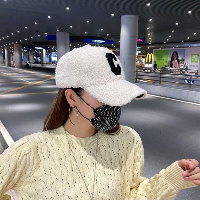 Новая бейсболка с вышитой буквой C для женщин, осенне-зимняя утолщенная теплая кепка-утка для женщин, повседневная шляпа в корейском стиле