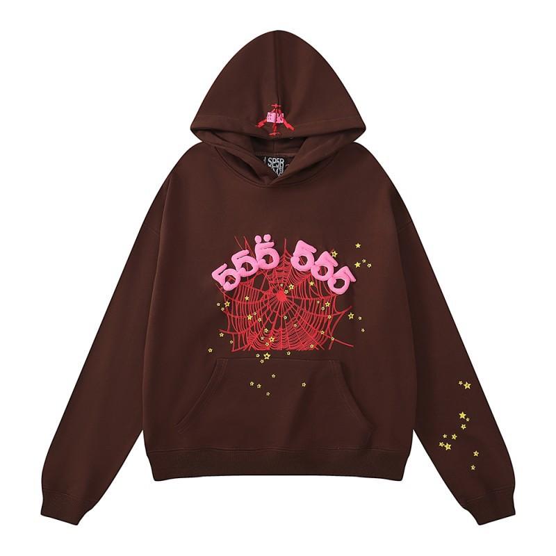 Sp5der Hip Hop Style Puff Print 555555 Graphic Hoodie Unisex Oversized Long Sleeve Sweatshirt Fall