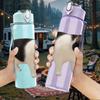 1PC Black And White Cat Cartoon 750ml Color Plastic Sports Water Bottle Leakproof Flip Straw Lid Suitable for Sports Office Home Use