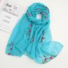 Chinese Style Embroidered Peach Blossom Chiffon Travel Sunscreen Shawl Muslim Hijab Scarf EMA