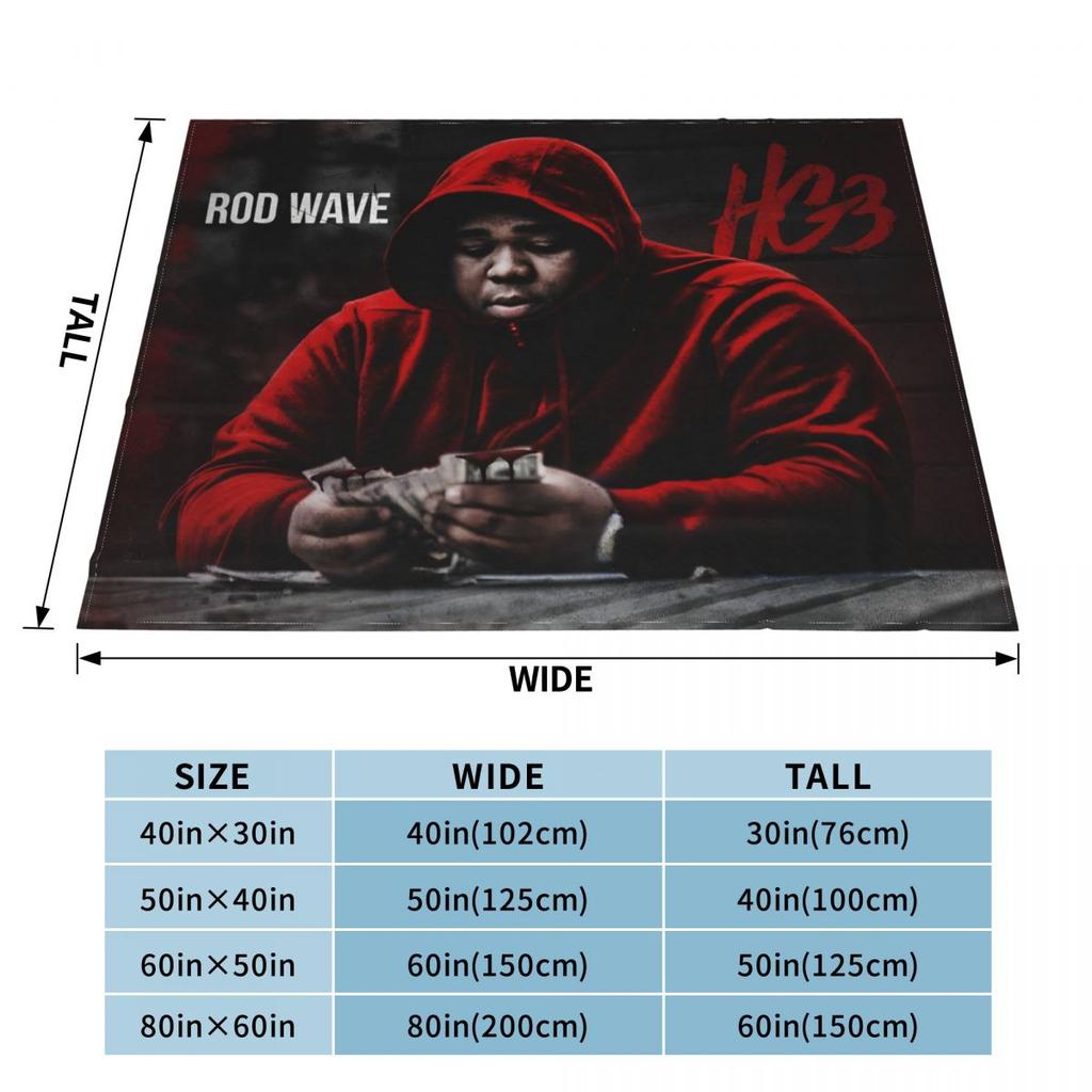 Rapper Rod Wave Blanket Pop Singer Music Wool Throw Blankets Summer Air Conditioning Personalised Lightweight Bedspread