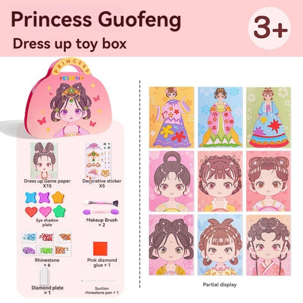 Алмазная бумага Искусство Ремесло Наборы Наклейка Книга Наряжалки Принцессы Новый Набор для Макияжа Принцессы Сделай Сам Дети