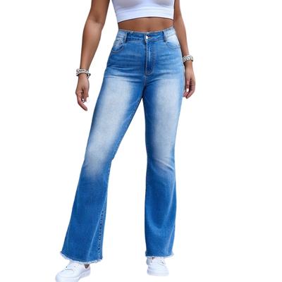 Женские модные и повседневные универсальные джинсы с карманом и слегка расклешенным краем