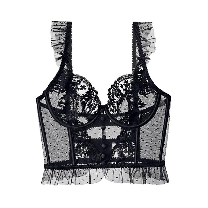 Сексуальный бюстгальтер с ультратонким кружевным ремешком и французской изысканной вышивкой, нижнее белье из стального кольца с наружным слоем для женщин