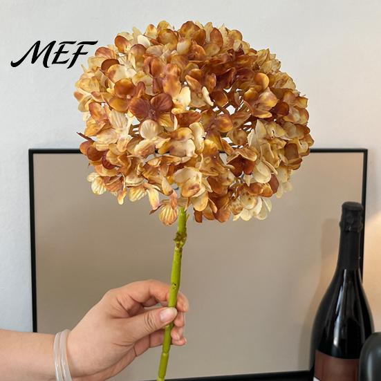 Artificial Hydrangea Flowers for Home Decor Autumn Silk with Retro Burnt Edge, Multi Colors Bendable Hydrangeas Table Centerpiece Stem