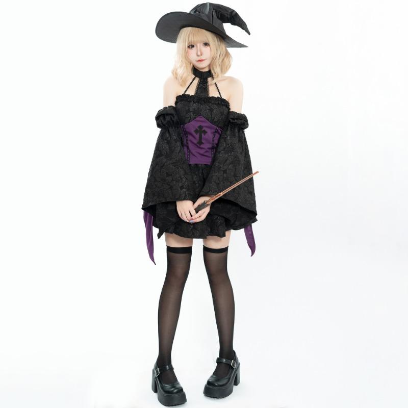 Костюм на Хэллоуин Волшебная ведьма, Панковская шляпа ведьмы Сексуальное платье для вечеринки