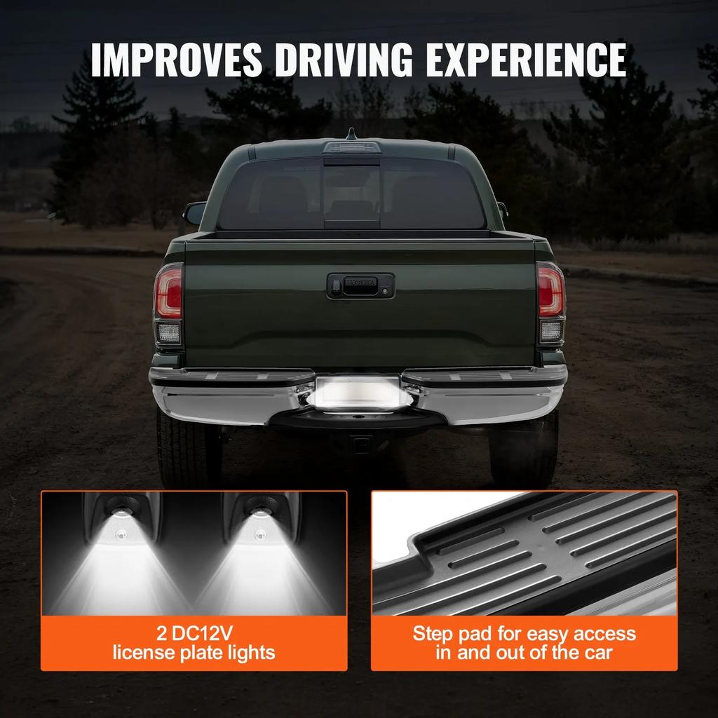 VEVOR Rear Step Bumper, Compatible with 1999-2007-Ford F250/Ford F350 Super Duty, Chrome Steel Back Bumper