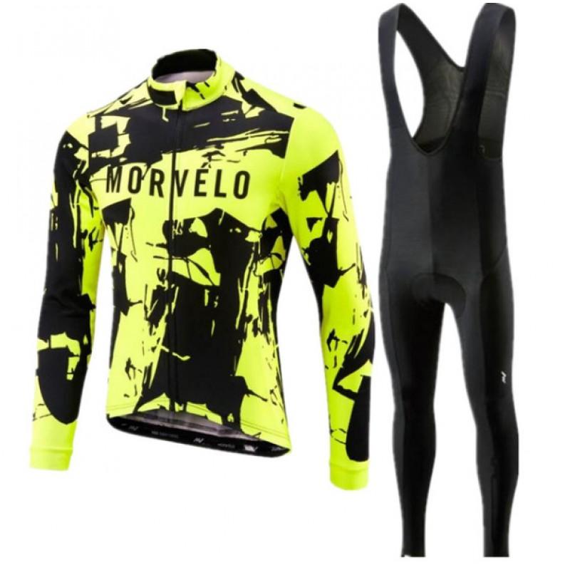 Long Sleeve Cycling Jersey Bib Pants Set Men Women Striped Breathable Wear