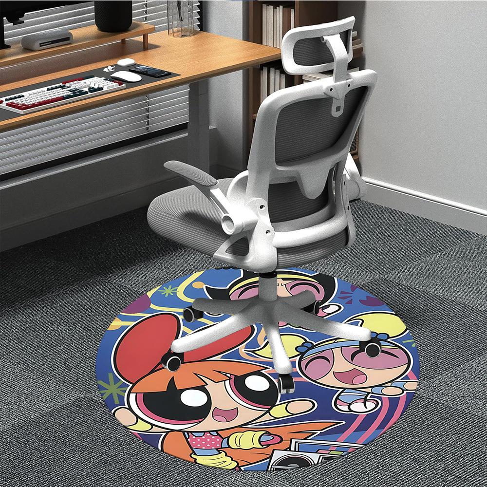 1pc Powerpuff Girls Office Round Area Rug, Under Office Chairs Bedroom Living Room Home Decor, Room Decoa1022222