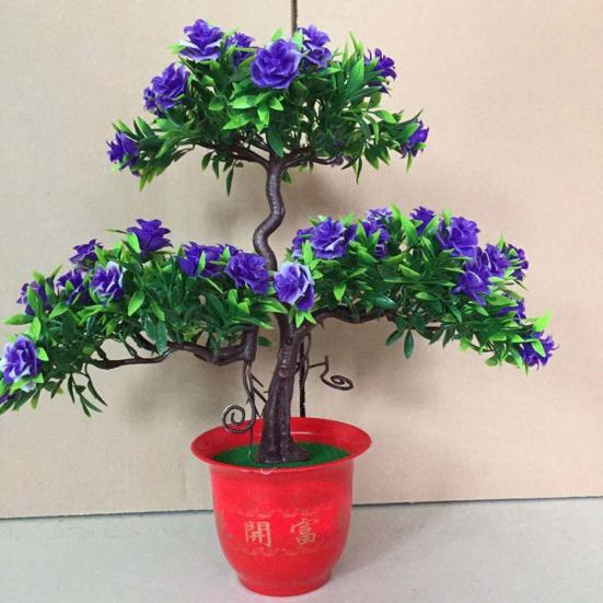 Искусственный цветок розы Приветствие гостя Сосновое растение Горшок для домашнего рабочего стола Офисный декор