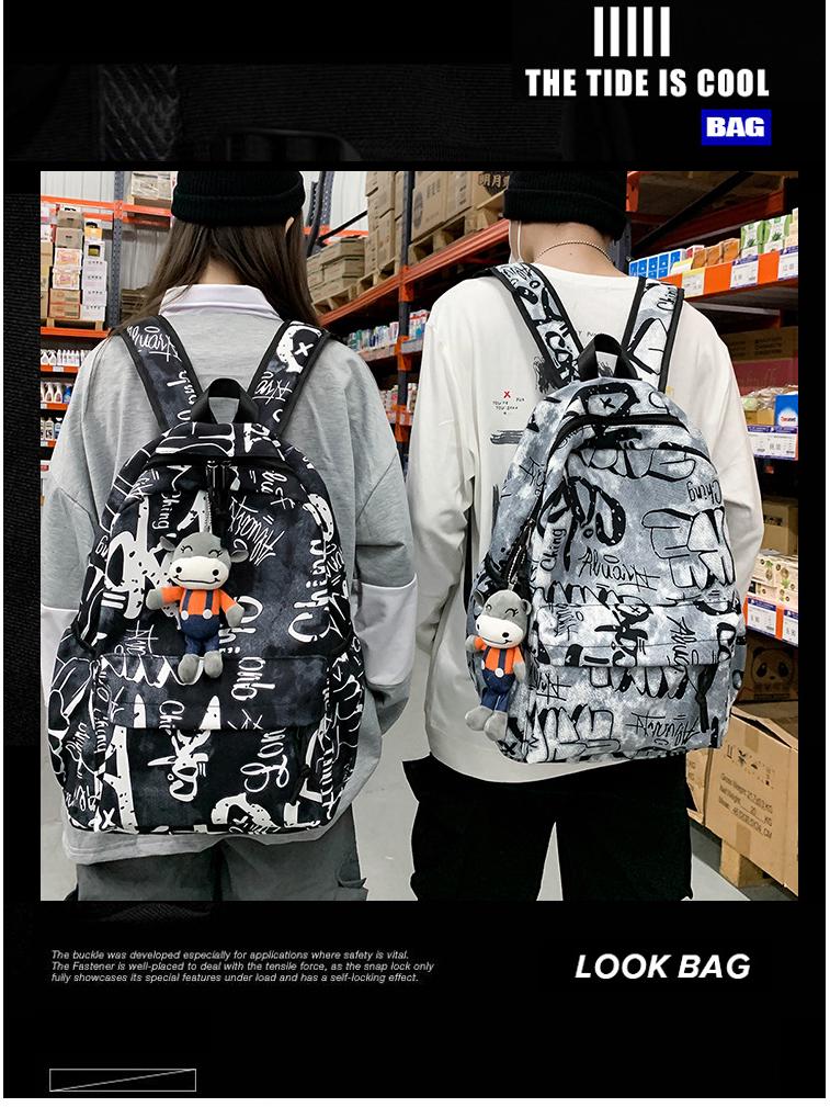 Trendy Schoolbag for Students: Men's & Girls' Junior High, High School, College Canvas Backpack