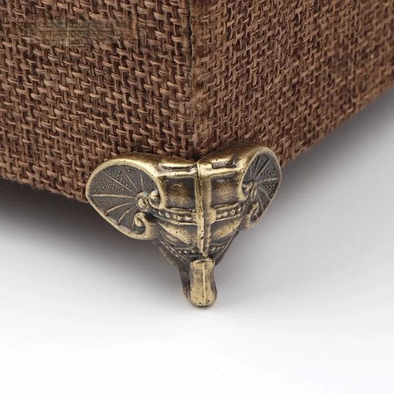 2025 New 4PCS Antique Elephant Vintage Bronze Jewelry Chest Box Wooden Case Decorative Protection Feet Leg Plastic Material