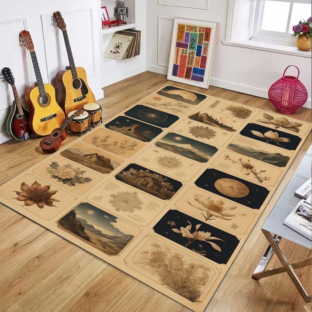 Vintage Patchwork Carpet Retro Plant Pattern Mat Soft Area Rug for Living Room Bedroom Home Decoration Carpets for Living Room