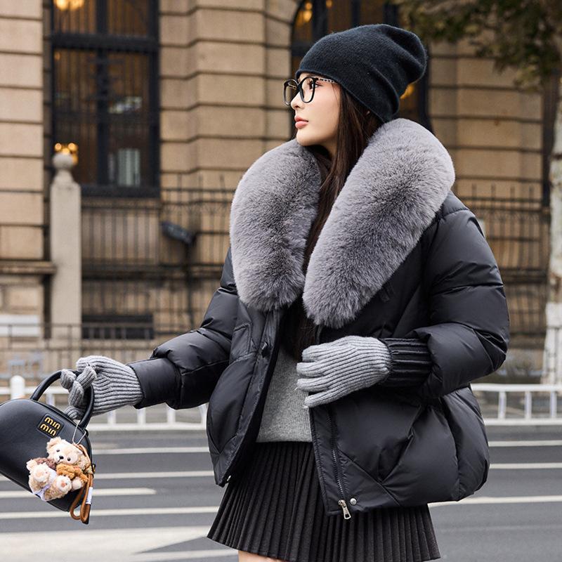 New Fashion Cotton Clothes Women's Warm Big Fur Collar Temperament Short Women's Cotton-padded Clothes Jacket