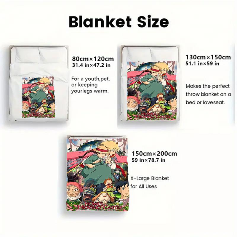 Howl's Moving Castle 2D Flat Pattern Flannel Blanket High quality All Seasons Warmth and Comfort Perfect for Christmas Gifts.NMT0928074