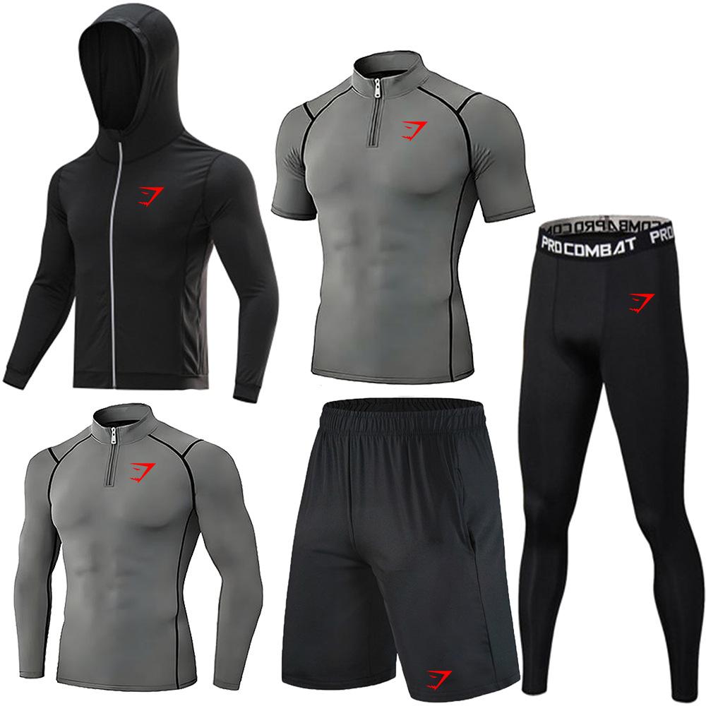 Мужской эластичный комплект из быстросохнущих поло GYMSHARK - Дышащая, облегающая спортивная одежда для тренировок и бега с защитой от солнца