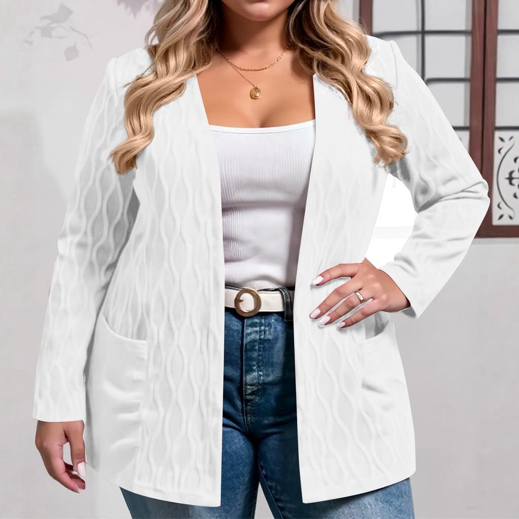 Women's Fashion Casual Plus Size Solid Color Long Sleeve Jacket
