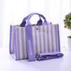 New Sle Casual Canvas Tote Bag Waterproof Commuter Crossbody Bag Faionable Striped Large Capaci Handbag for Youth