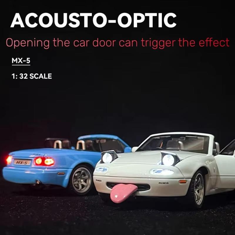 1/32 Mazda MX-5 Миниатюрная литая игрушечная модель автомобиля Miata RoadSter Звук и свет Двери открываются Коллекция Подарок для детей Мальчик Малыш