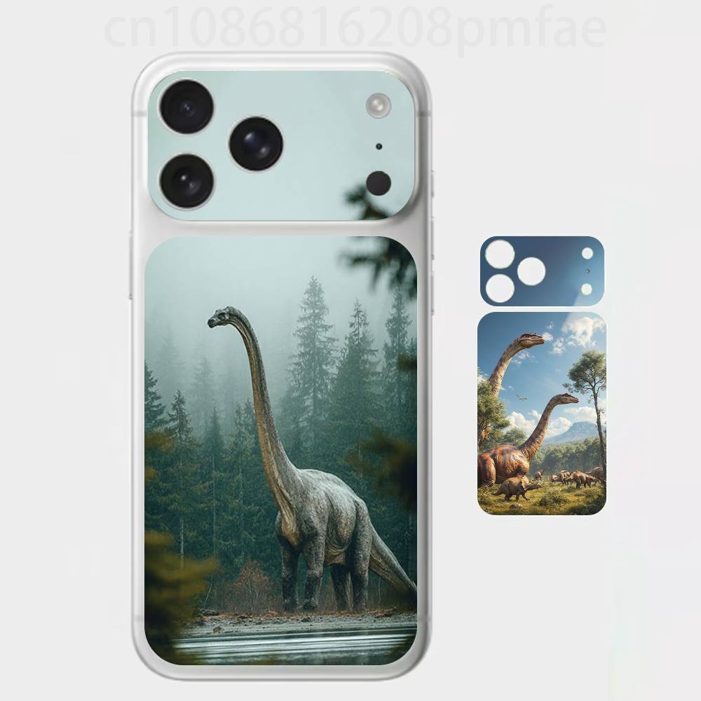 3D Наклейка на весь корпус 'Доисторические Гиганты' для iPhone 17/Pro/Pro Max Цветная Задняя Защитная Наклейка