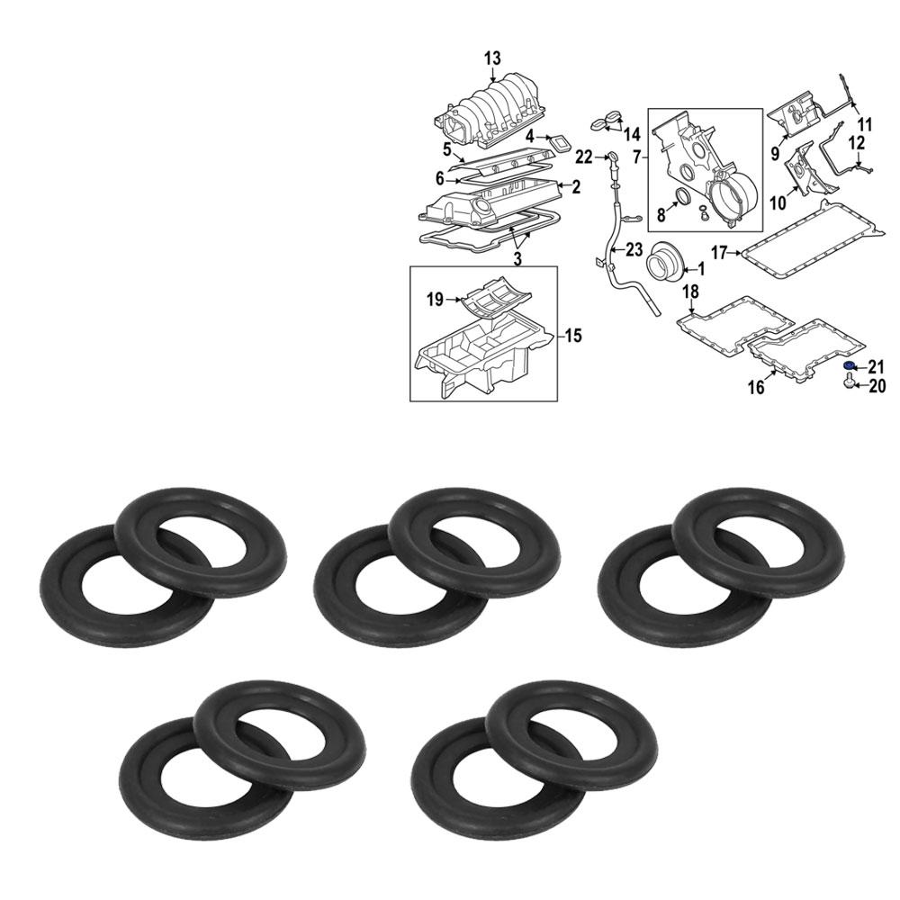 10Pcs Car Engine Oil Drain Plug Gaskets Washer Black Rubber Replacement Screw Washers Sealing Gasket for GM 12616850 3536966