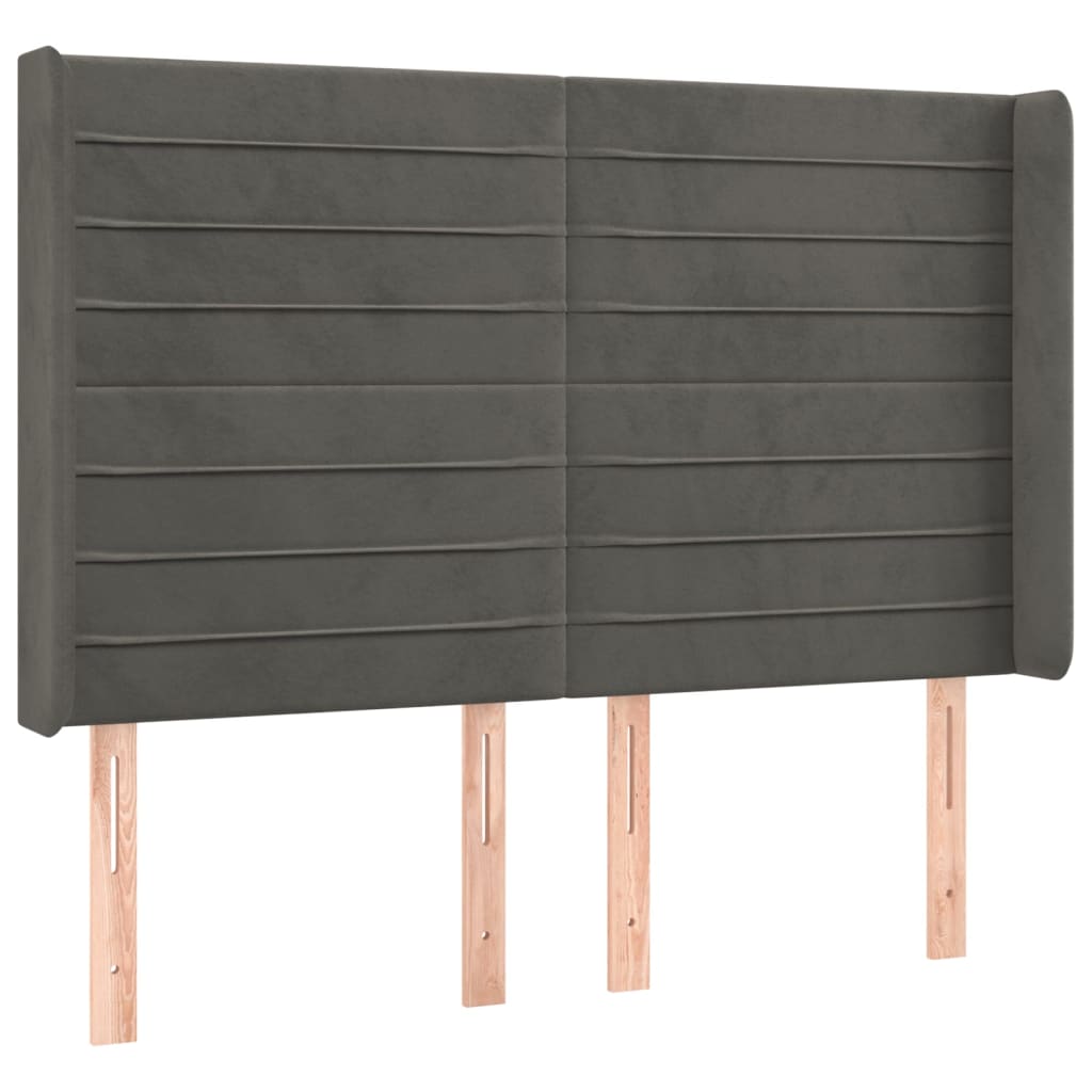 Headboard with Wingback in Dark Grey 147 x 16 x 118 128 cm Velvet