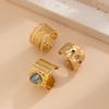 3Pcs Colorful Zircon Crystal Wide Rings Set for Men Women Vintage Metal Elegant Inlaid Rhinestone Finger Rings Jewelry Gifts