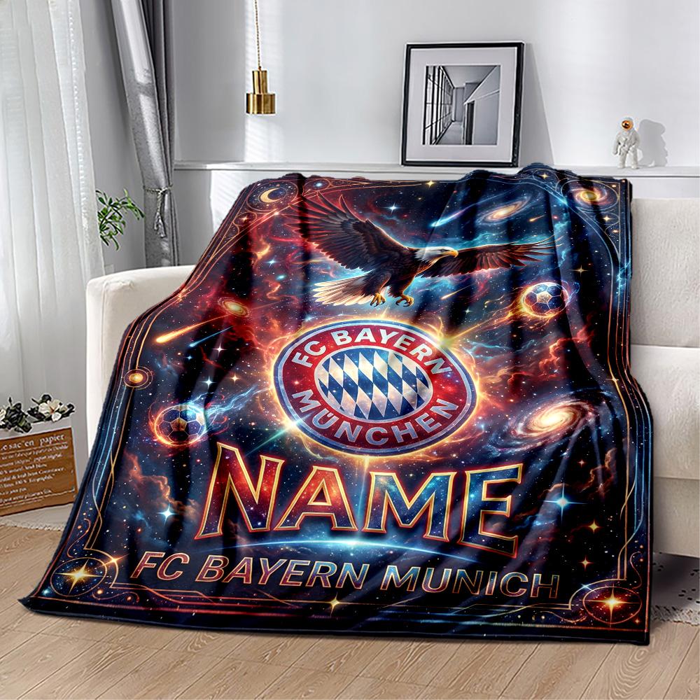 Bayern Munich Galaxy Fan Art Customize Your Name Blanket Throw Customizable Blanket Durable Comfort Suitable for Picnics Office Chair Seaside