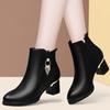 Fashion Autumn Winter Black Booties Elegant with Medium Heels Women's Ankle Boots Leather Warm Female Short Shoes Comfortable Boot Sale