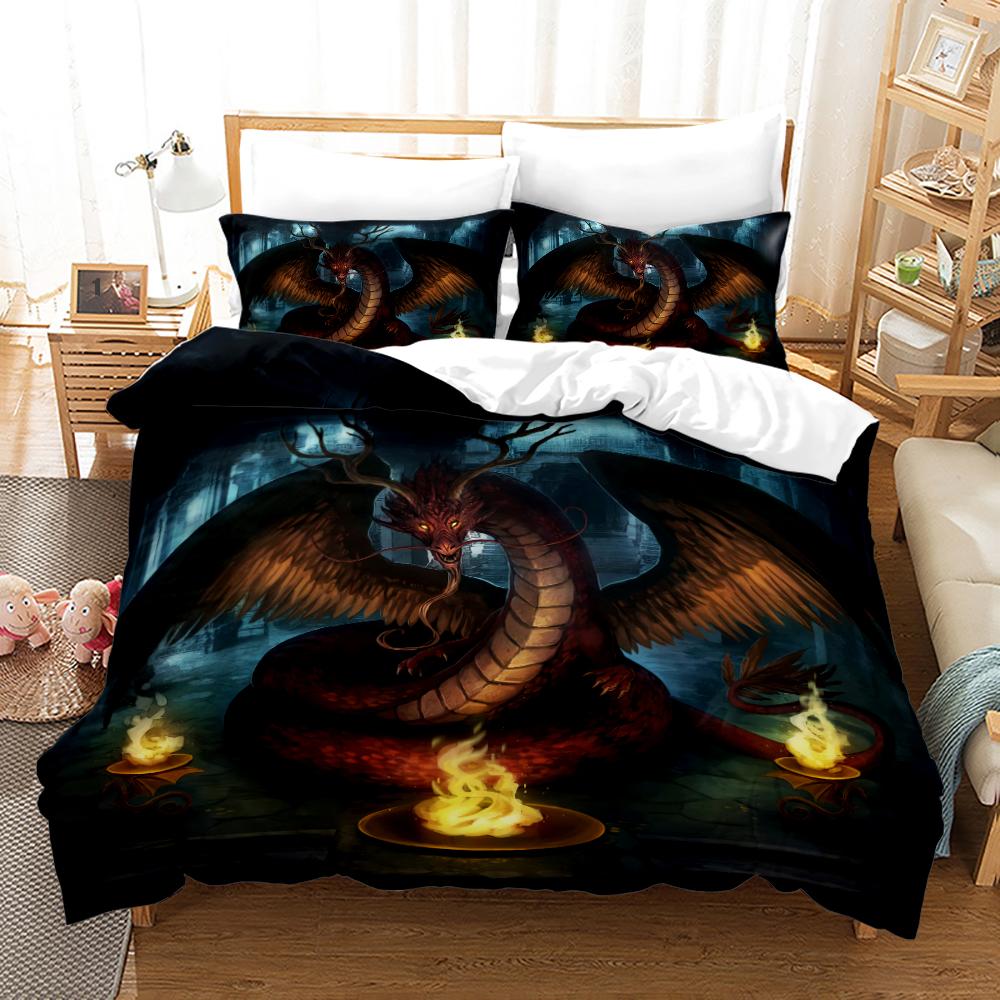 Комплект постельного белья Anime Monster Single Twin Full Queen King Size Animal Tag Lion Wolf Комплект постельного белья для взрослых и детей, пододеяльник