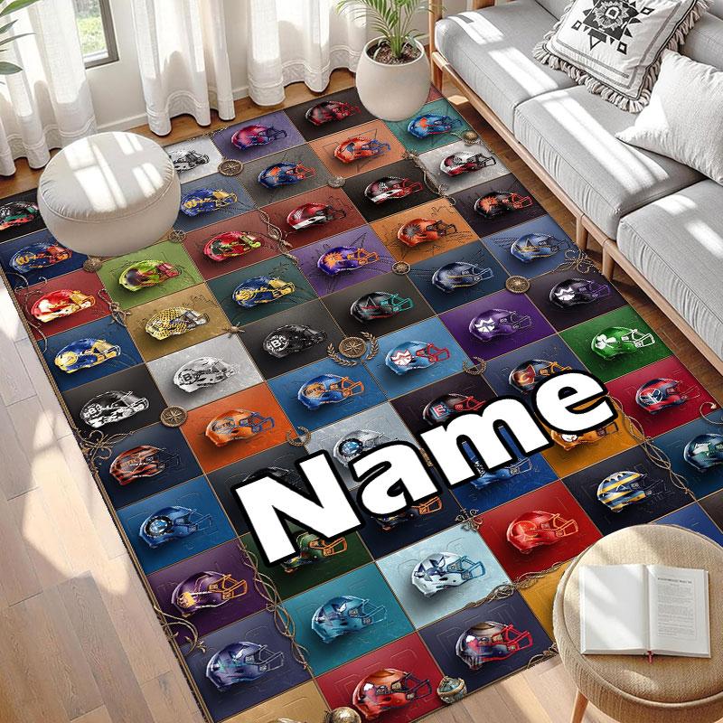 Custom Name Personalized NFL Print Carpet, Versatile Home Decor Rug, for Playroom, Apartment, Balcony, Entryway, Hallway Gift
