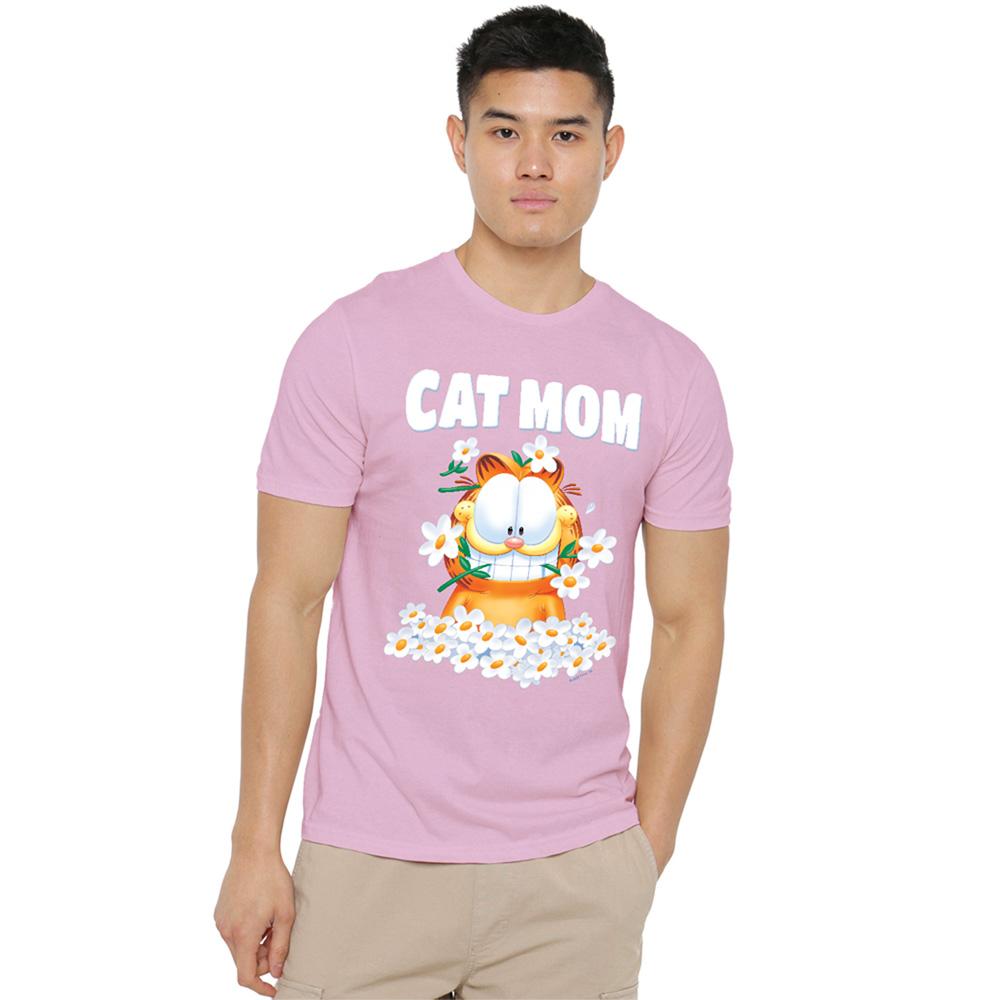 Унисекс Взрослая футболка Garfield 'Мама-кошка с цветами' ко Дню матери