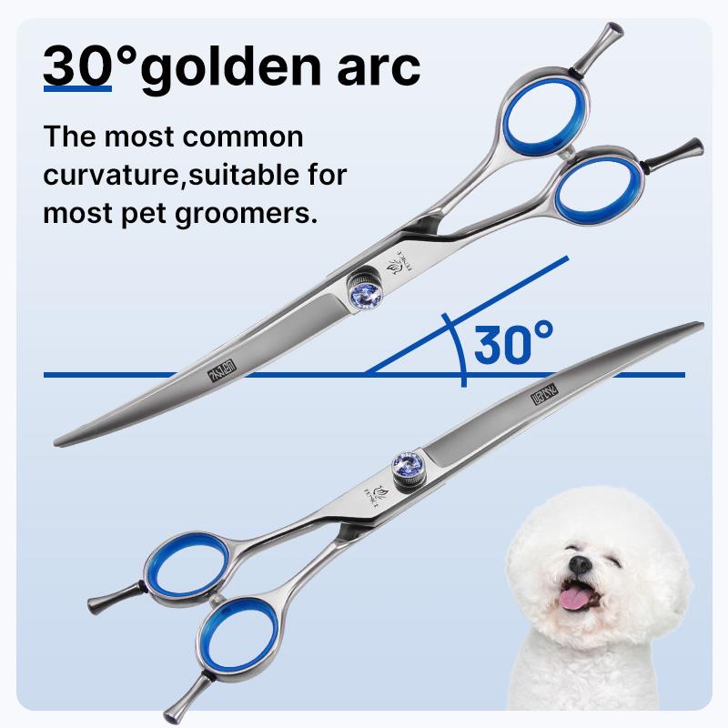 Fenice Professional 7.0/7.5/8 дюймов Сталь JP440C Ножницы для левой руки Синий бриллиант Двойной хвост Набор ножниц для ногтей для стрижки домашних собак