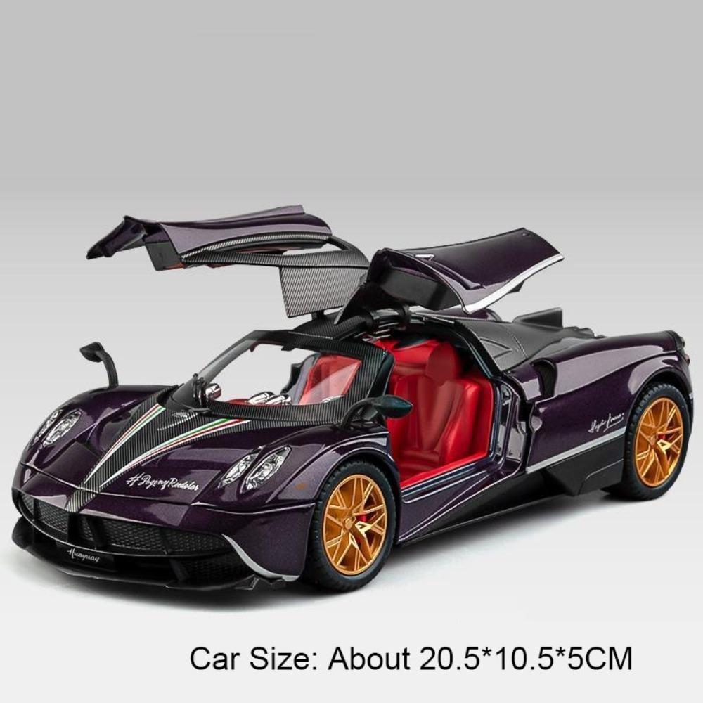 AAZV1 1:24 Huayra Revuelto Spray Model Toy Sports Cars Alloy Diecast Pull Back Shock Absorption Sound Light Simulation Mini Supercars