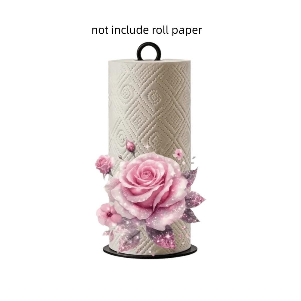 Wooden Roll Paper Towel Holder Cat Dog Vertical Napkins Rack Kitchen Countertop
