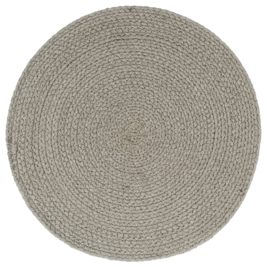 Table Mats Set of 4 Gray 38 cm Round Cotton