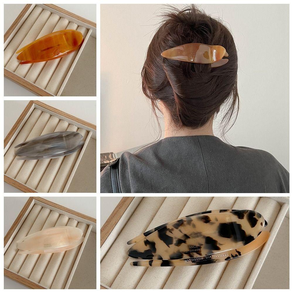 Sweet Leopard Hair Clip Elegant Kroean Style Barrettes Temperament Acetic Acid Duckclip Women
